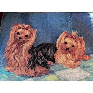 Yorkshire Terrier Yorkie Throw Blanket Artist Linda Picken Tapestry Dog 44x56